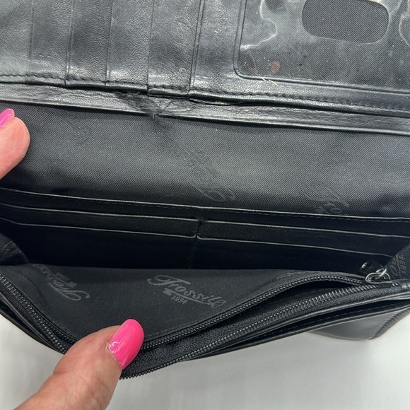 Fossil Black Leather Vintage Standard Size Wallet - Picture 5 of 10
